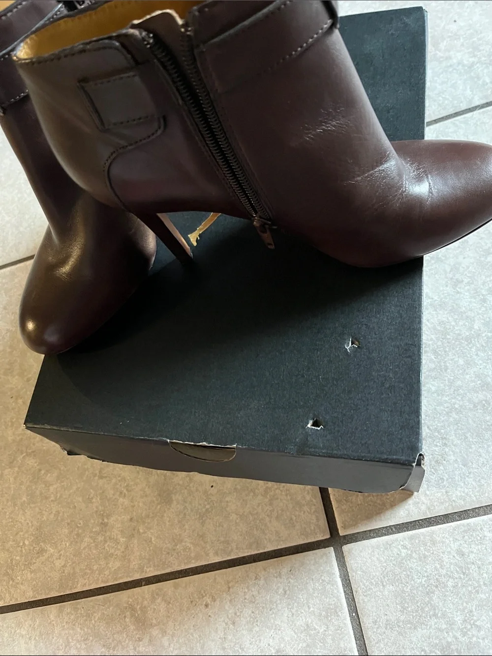 Coach women Brown Leather Chukka Boots with Side Buckle